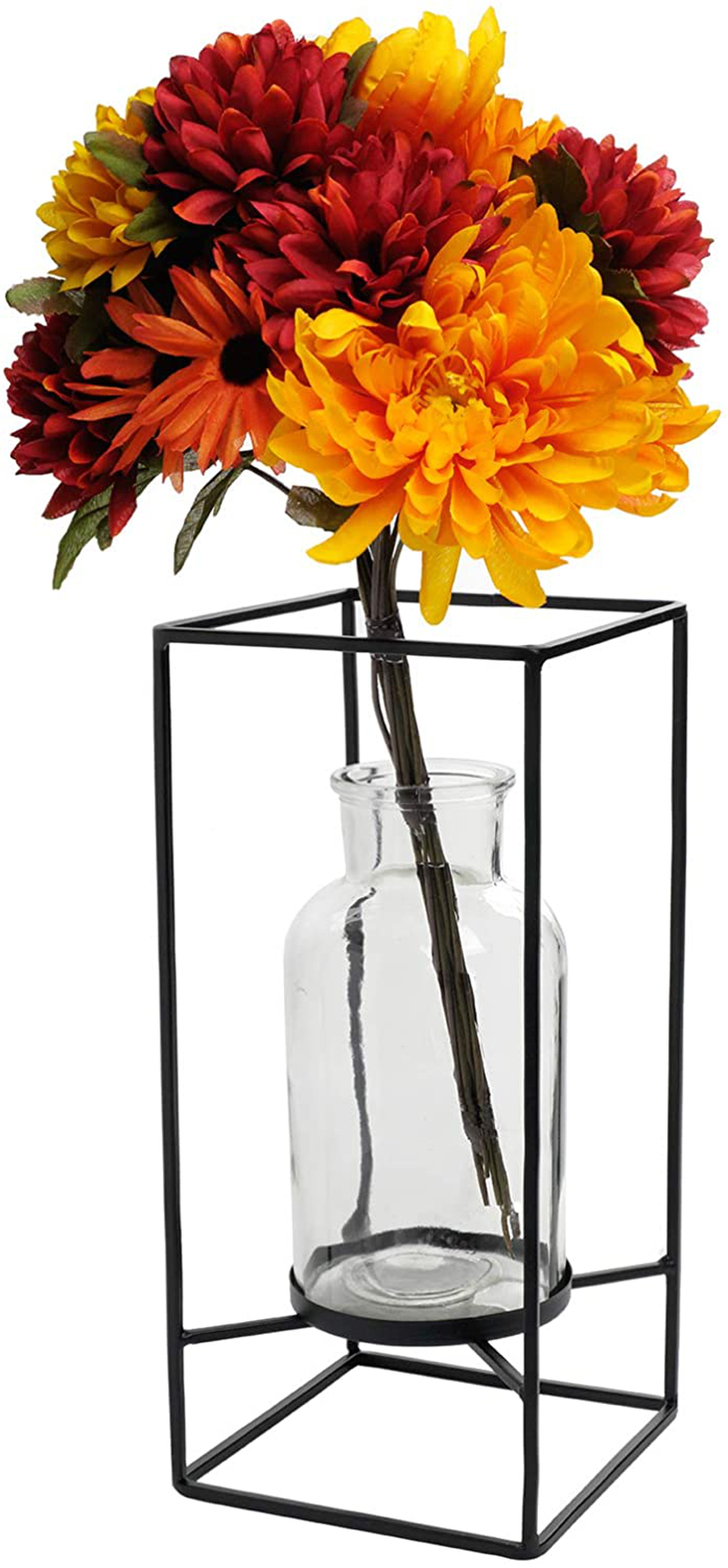 EXCELLO GLOBAL PRODUCTS Decorative Glass Vase with Metal Wire Stand: Clear Vase Decoration for Modern Home Decor (12.5" x 5.75") Home & Garden > Decor > Vases EXCELLO GLOBAL PRODUCTS Large (12.5"x 5.75"  