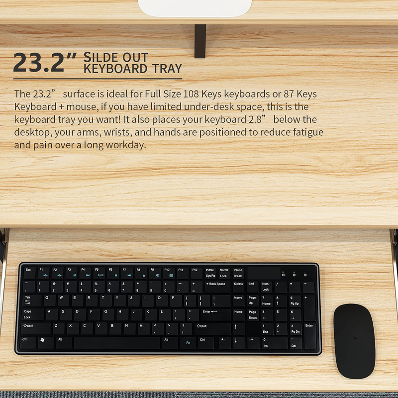 TOPSKY Computer Desk with Storage Shelves/23.2” Keyboard Tray/Monitor Stand Study Table for Home Office(46.5inch, Natural) Home & Garden > Household Supplies > Storage & Organization TOPSKY   