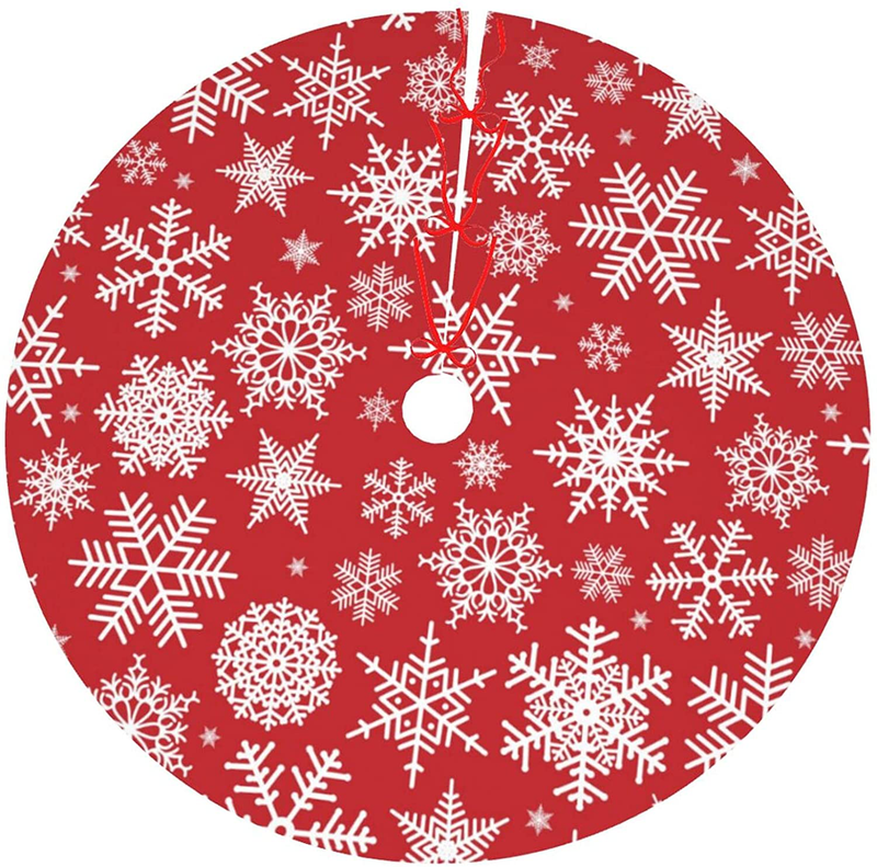 MOLIAN 48" Traditional Christmas Tree Skirt with Swirl Peppermint Candy Design Holiday Party Decoration Home & Garden > Decor > Seasonal & Holiday Decorations > Christmas Tree Skirts MOLIAN Christmas White Snowflakes Pattern 36" 