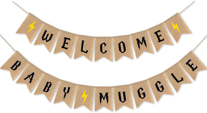 Rustic Baby Shower Party Decorations,Welcome Baby Muggle Burlap Banner,Baby Announcement and Gender Reveal Party Supplies and Favors,Vintage Garland and Sign,Suitable for Harry Potter Themed Party Decor,Baby Boy Girls Nursery Room Decor Home & Garden > Decor > Seasonal & Holiday Decorations Marina's Day Default Title  