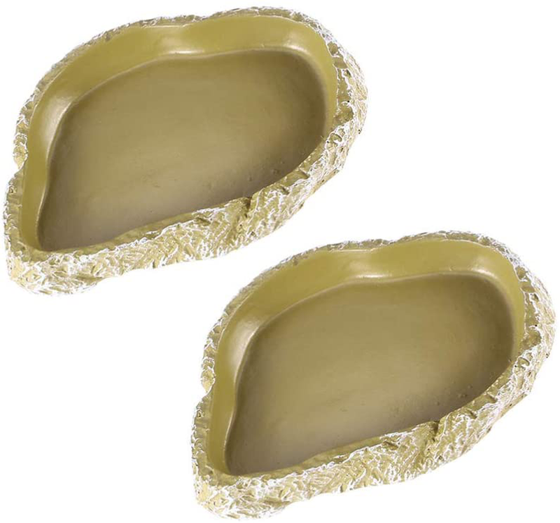 POPETPOP 2 Pack Reptile Bowl - Reptile Water Dish,Reptile Food and Water Dish for Snake Frogs Gecko Tortoise Resin Terrarium Feeding Tray Bearded Dragon Accessories Animals & Pet Supplies > Pet Supplies > Reptile & Amphibian Supplies > Reptile & Amphibian Habitats POPETPOP   