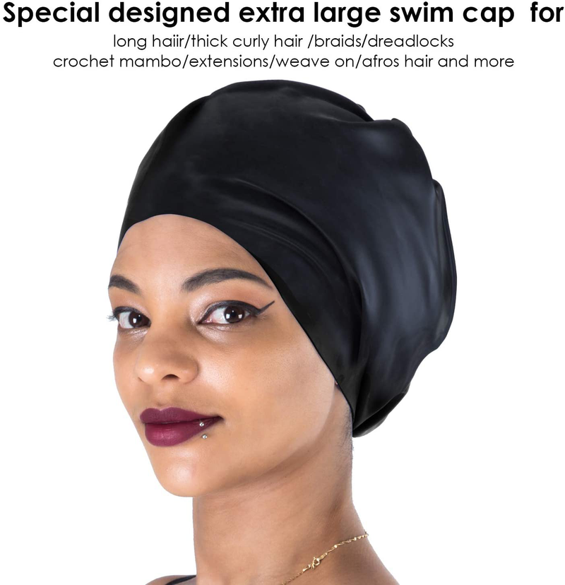 Dsane Extra Large Swimming Cap for Women and Men,Special Design Swim Cap for Very Long Thick Curly Hair&Dreadlocks Weaves Braids Afros Silicone Keep Your Hair Dry Sporting Goods > Outdoor Recreation > Boating & Water Sports > Swimming > Swim Caps Dsane   