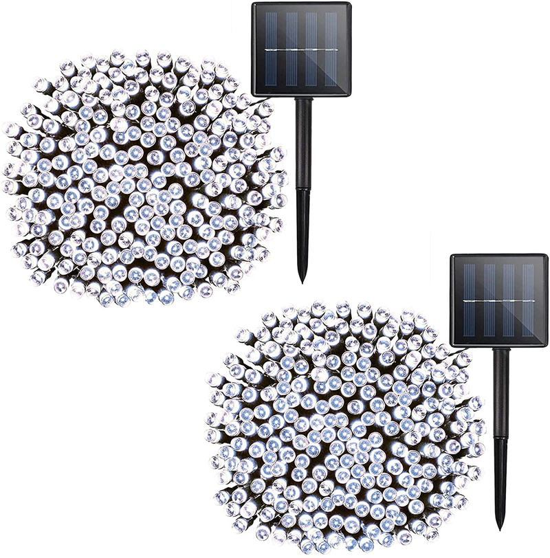 Solar Christmas String Lights Outdoor - 2 Pack 72ft 200 LED 8 Modes Outdoor String Lights, Waterproof Fairy Lights for Garden, Patio, Fence, Holiday, Party, Balcony, Christmas Decorations (Multicolor) Home & Garden > Decor > Seasonal & Holiday Decorations& Garden > Decor > Seasonal & Holiday Decorations KerKoor Natural White 2 Pack 