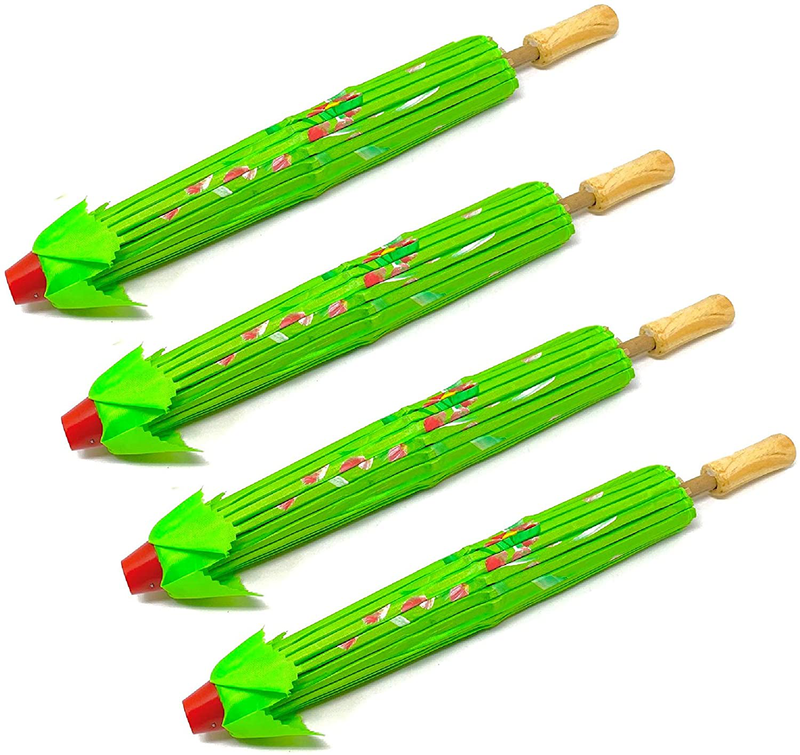 TJ Global PACK OF 4 Japanese Chinese Kids Size 22" Umbrella Parasol For Wedding Parties, Photography, Costumes, Cosplay, Decoration And Other Events - 4 Umbrellas (Green) Home & Garden > Lawn & Garden > Outdoor Living > Outdoor Umbrella & Sunshade Accessories TJ Global   