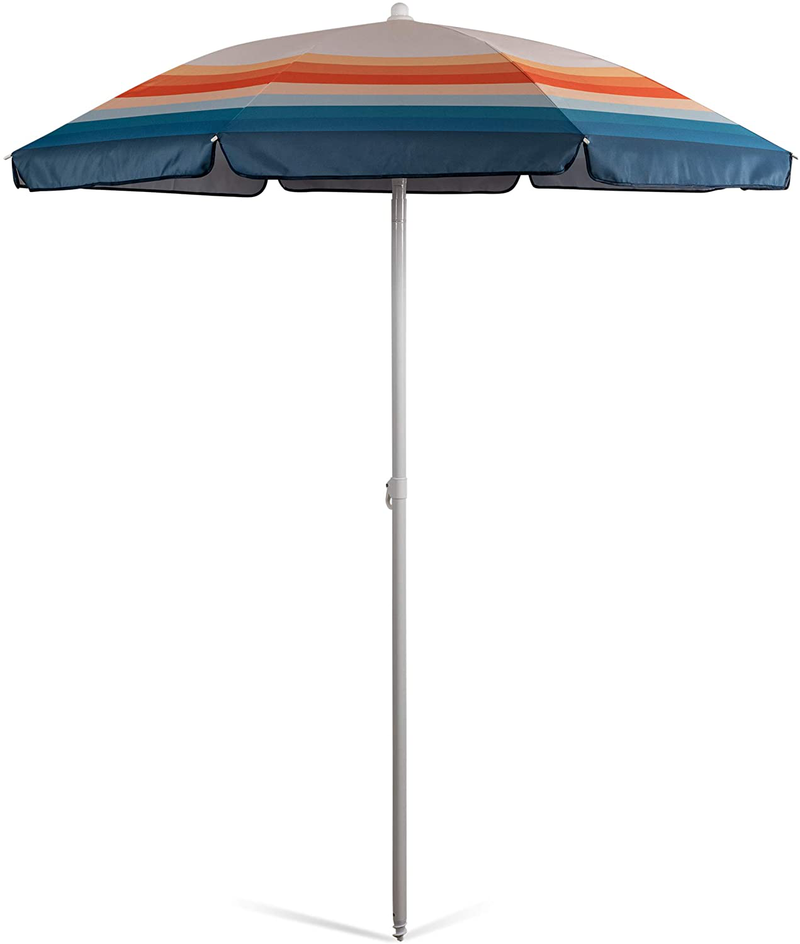 Picnic Time Portable Canopy Outdoor Umbrella, Black Home & Garden > Lawn & Garden > Outdoor Living > Outdoor Umbrella & Sunshade Accessories ONIVA - a Picnic Time brand Phoenix Stripe  