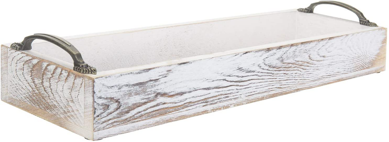 MyGift Whitewashed Wood Rectangular Party Serving Tray with Side Handles Home & Garden > Decor > Decorative Trays MyGift   