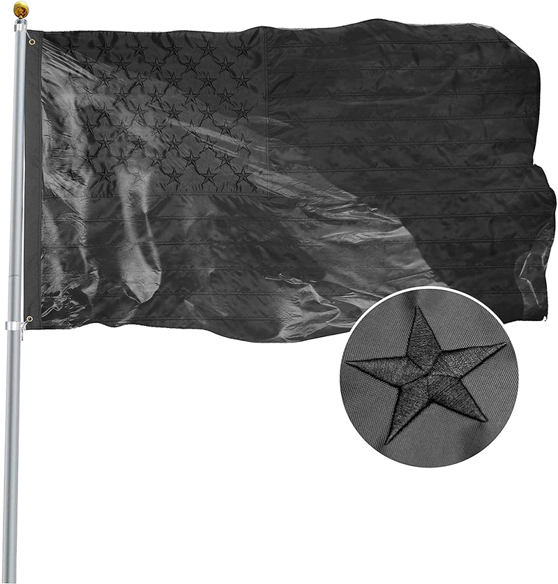 TOAUOT Black American Flag 3x5 ft US Made - Embroidered Heavy Duty 300D Nylon - Double Sewn Outdoor Use United States Flags Home Decoration Home & Garden > Decor > Seasonal & Holiday Decorations& Garden > Decor > Seasonal & Holiday Decorations TOAUOT   