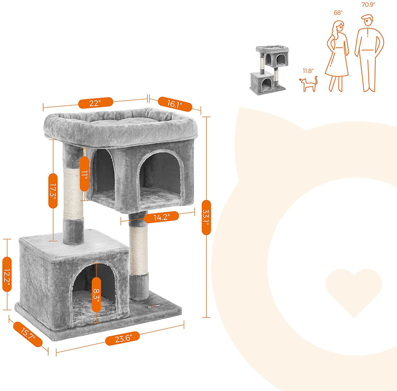 FEANDREA Cat Tree for Large Cats, Cat Tower 2 Cozy Plush Condos and Sisal Posts Animals & Pet Supplies > Pet Supplies > Cat Supplies > Cat Beds FEANDREA   