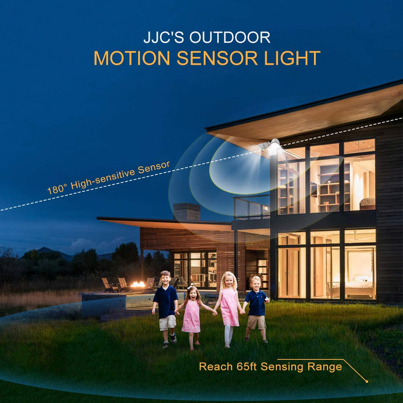 JJC LED Security Lights ,Motion Sensor Flood Light Outdoor Fixture,2000LM 20W(120W Equiv.),IP65 Waterproof,5000K Daylight White ETL Listed Outdoor Lighting White Home & Garden > Lighting > Flood & Spot Lights JJC   