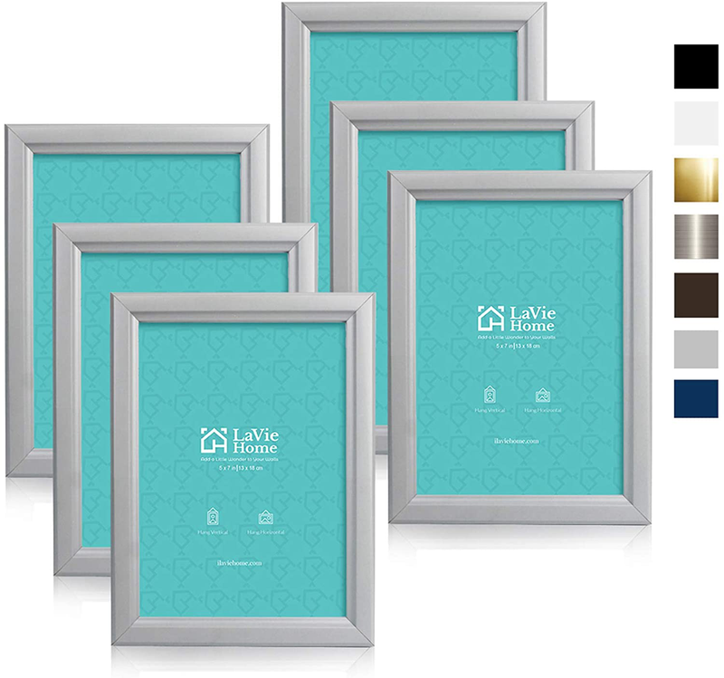 LaVie Home 4x6 Picture Frames (6 Pack, Black) Simple Designed Photo Frame with High Definition Glass for Wall Mount & Table Top Display, Set of 6 Classic Collection Home & Garden > Decor > Picture Frames LaVie Home Light Gray 5x7 