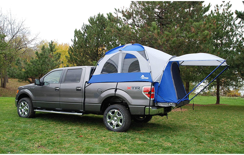 Napier Sportz Vehicle Specific Compact Short Truck Bed Portable 2 Person Outdoor Camping Tent with Optional 4 X 4 Foot Sun Awning, Blue