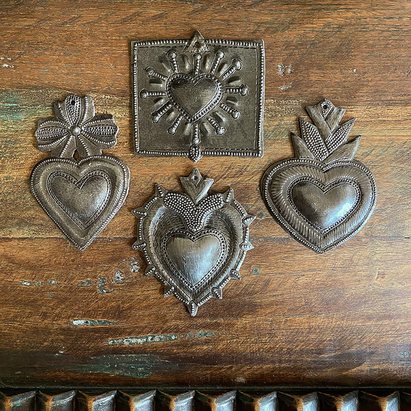 Mini Hearts, Set of 4, Hope, Love, and Friendship, Unique Gifts, Handmade, Ornaments, Spiritual (Charming Hearts) Home & Garden > Decor > Artwork > Sculptures & Statues It's Cactus   