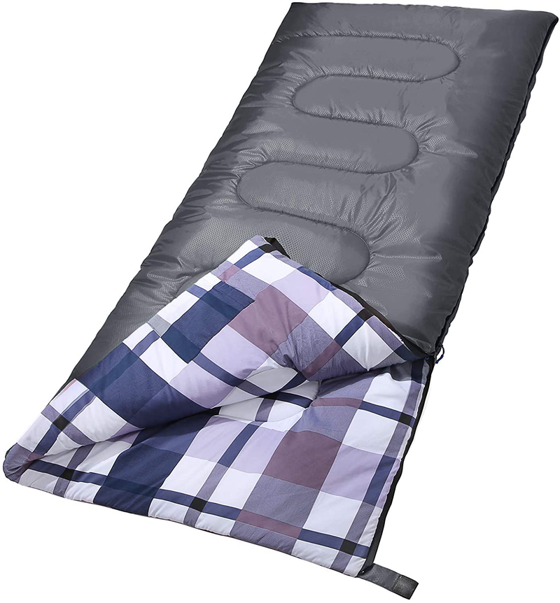 SONGMICS Sleeping Bag for Adults Boys and Girls, Washed Cotton Liner, Backpacking Hiking Camping, Warm and Cold Weather 3 Seasons, Ultralight Portable, Indoor and Outdoor, with Compression Sack Sporting Goods > Outdoor Recreation > Camping & Hiking > Sleeping Bags SONGMICS Gray  