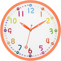 Lumuasky Silent Kids Wall Clock 12 Inch Non-Ticking Battery Operated Colorful Decorative Clock for Children Nursery Room Bedroom School Classroom - Easy to Read (Blue) Home & Garden > Decor > Clocks > Wall Clocks Lumuasky Orange  