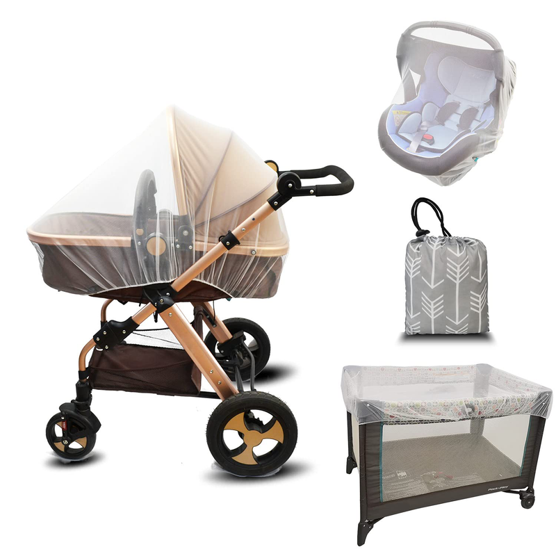 Stroller Netting Mosquito for Baby, Sewn in Pouch Organizer, for Cribs, Toddler Mosquito Net for Stroller with Storage Bag, Infant Car Seat Insect Mesh Net, Easy Installation,Black Sporting Goods > Outdoor Recreation > Camping & Hiking > Mosquito Nets & Insect Screens DODO NICI White  