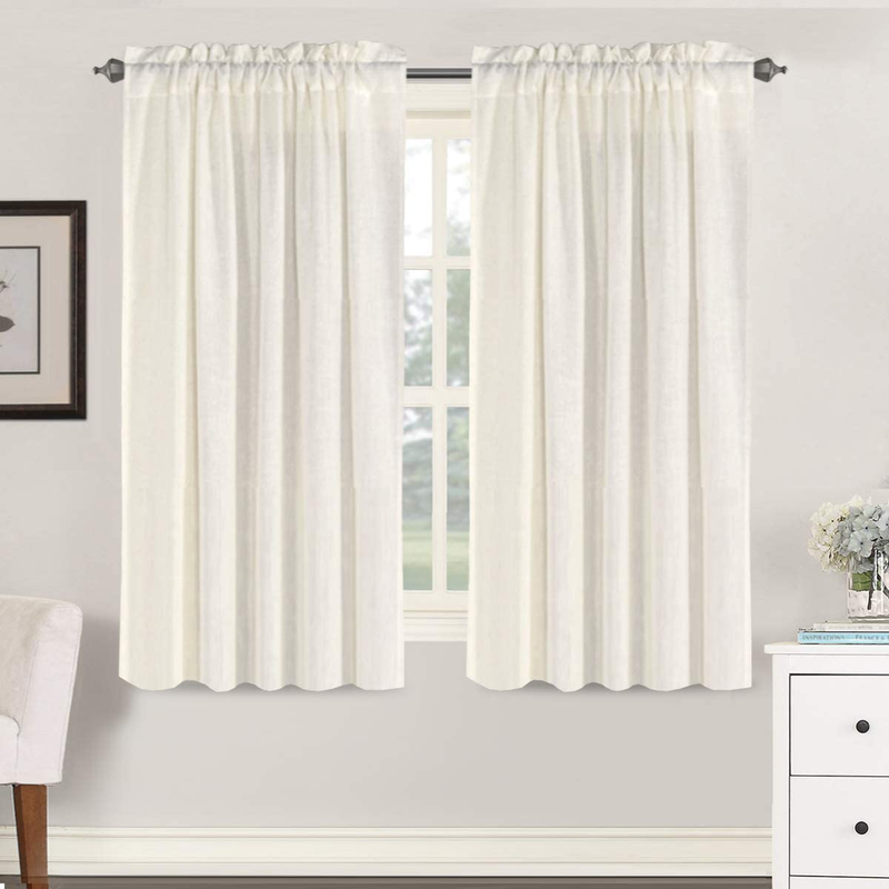 Linen Curtains Light Filtering Privacy Protecting Panels Premium Soft Rich Material Drapes with Rod Pocket, 2-Pack, 52 Wide x 96 inch Long, Natural Home & Garden > Decor > Window Treatments > Curtains & Drapes H.VERSAILTEX Ivory 52"W x 63"L 