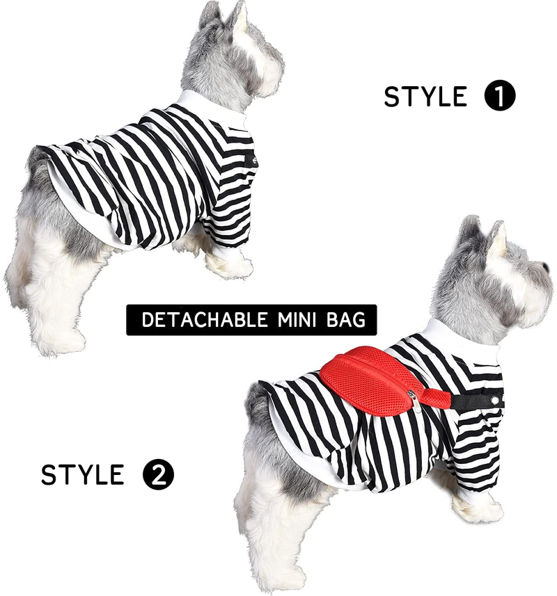 DOZCA Dog Shirt Striped with Detachable Pack, Breathable Soft T-Shirt for Small Medium Large Dogs Boy Girl, Stretch Puppy Sweatshirt Outfits Pet Clothes Animals & Pet Supplies > Pet Supplies > Dog Supplies > Dog Apparel DOZCA   