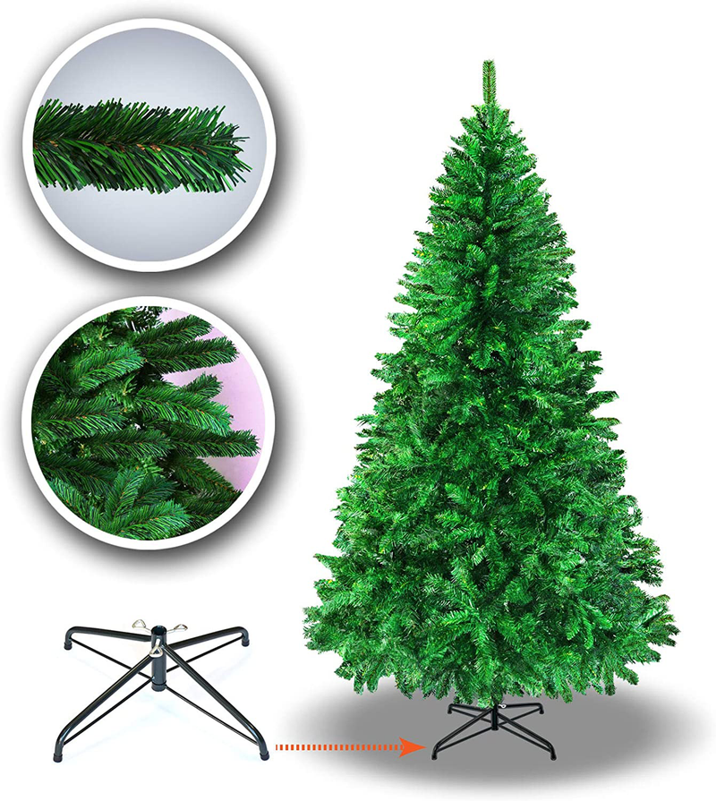 New 5' 6' 7' 7.5' Classic Pine Christmas Tree Artificial Realistic Natural Branches-Unlit with Metal Stand (6', Green) Home & Garden > Decor > Seasonal & Holiday Decorations > Christmas Tree Stands BenefitUSA Default Title  