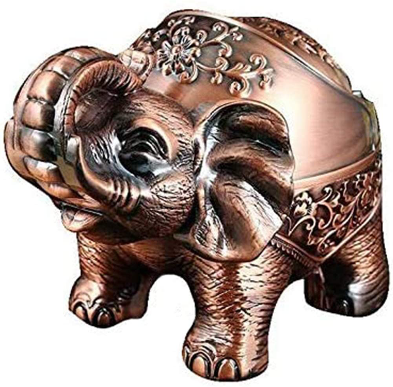 Elephant Ashtray with Lid Windproof Ashtrays for Cigarettes Outdoor Ashtray for Weed Cool Ashtrays Fancy Ash Tray Sets for Weed for Patio, Home, Office Decor