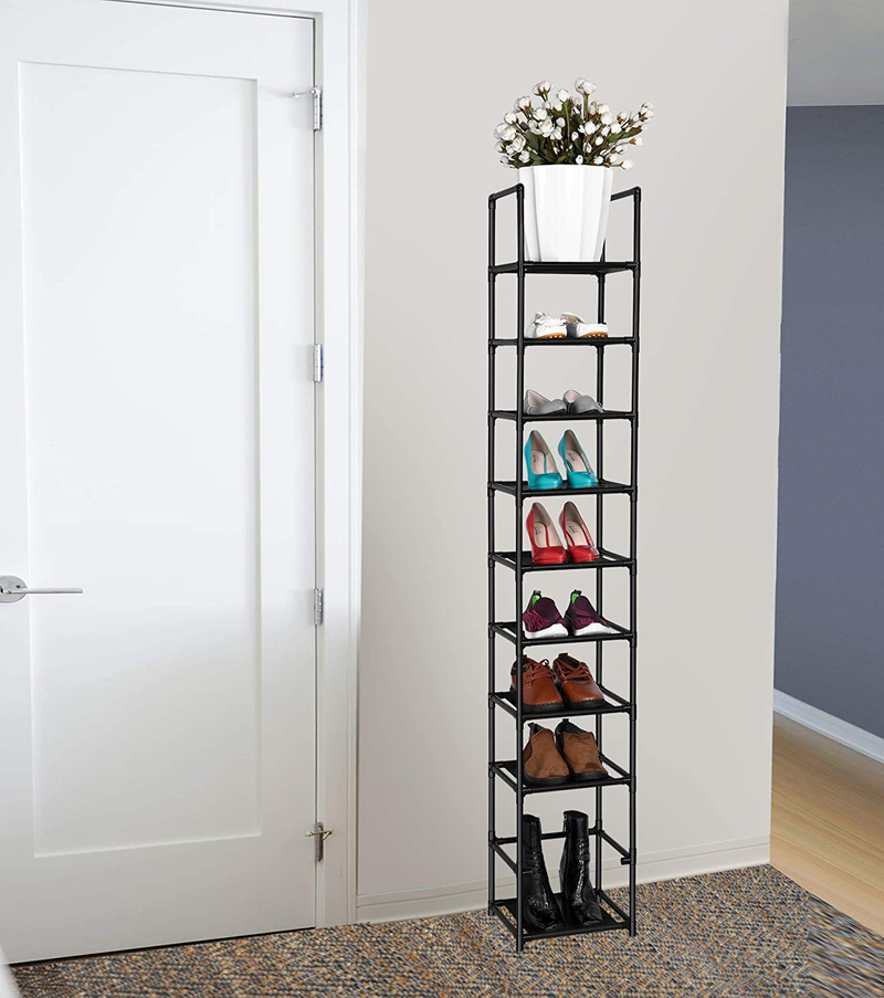 Fiducial Home 10 Tiers Shoe Rack Space Saving Vertical Single Pairs Sturdy Shoe Shelf Storage Organizer Furniture > Cabinets & Storage > Armoires & Wardrobes FIDUCIAL HOME   