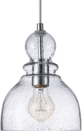 LANROS Farmhouse Mini Pendant Lighting with Handblown Clear Hammered Glass Shade, Adjustable Cord Ceiling Light Fixture for Kitchen Island Hallway Kitchen Sink, Black, 7inch Home & Garden > Lighting > Lighting Fixtures LANROS Black Sand, Brushed Nickel  