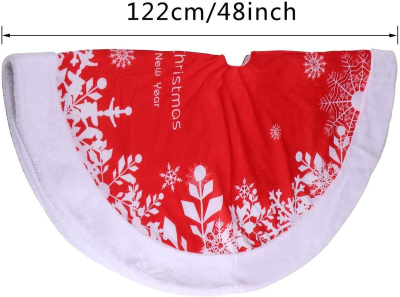Red Christmas Tree Skirt, 48 Inch Double Layers Thick Xmas Tree Rug Christmas New Year Holiday Festival Decorations Home & Garden > Decor > Seasonal & Holiday Decorations > Christmas Tree Stands /N   