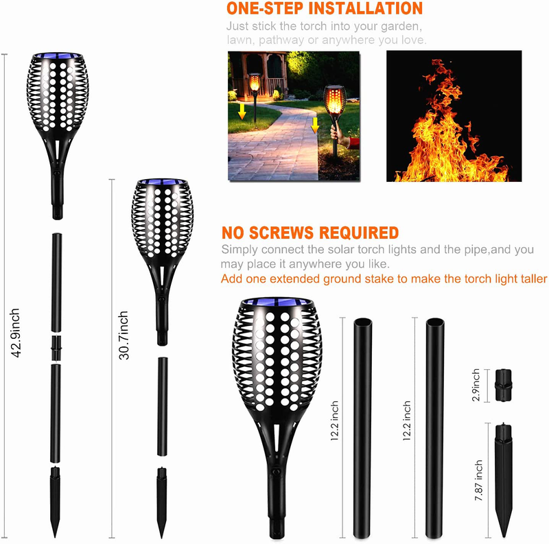 Topmante Upgraded Solar Torch Lights, Super Bright LED Waterproof Flickering Dancing Flames Torches Light Outdoor Solar Landscape Decoration Lighting Dusk to Dawn Auto On/Off Path Lamp (4 Pack-Circle) Arts & Entertainment > Party & Celebration > Party Supplies Topmante Ltd   