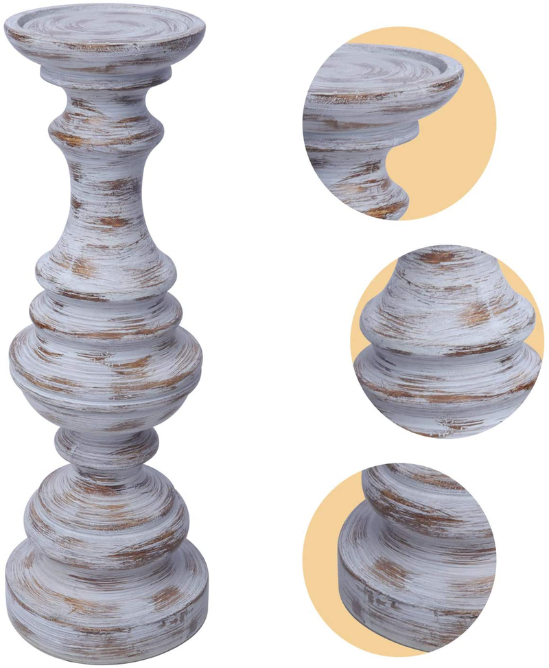 OLV Tall Candle Holders for Pillar Candles, Set of 3: 8"|10"|12",Rustic Candle Stand for Mantle and Fireplace Decor, Centerpieces for Table,Living Room,Gift for Wedding|Washed Wood Home & Garden > Decor > Home Fragrance Accessories > Candle Holders OLV   