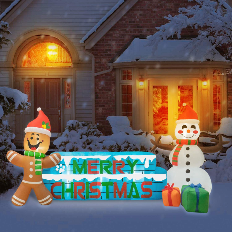 Rocinha 9 Ft Christmas Inflatables Merry Christmas Inflatable Snowman Inflatable Gingerbread Man Christmas Blow Up Yard Decorations with Build-in LED Lights Home & Garden > Decor > Seasonal & Holiday Decorations& Garden > Decor > Seasonal & Holiday Decorations Rocinha   