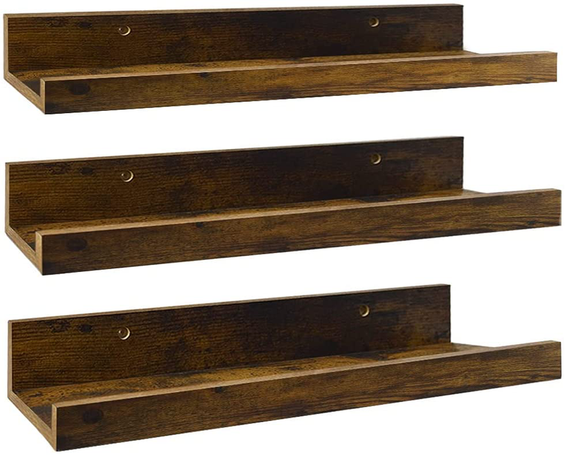Giftgarden 47 Inch Long Floating Shelves for Wall, Rustic Picture Ledge Large Shelf for Living Room Bedroom Bathroom Kitchen, Set of 3 Different Sizes Furniture > Shelving > Wall Shelves & Ledges Giftgarden 16 inch, set of 3  