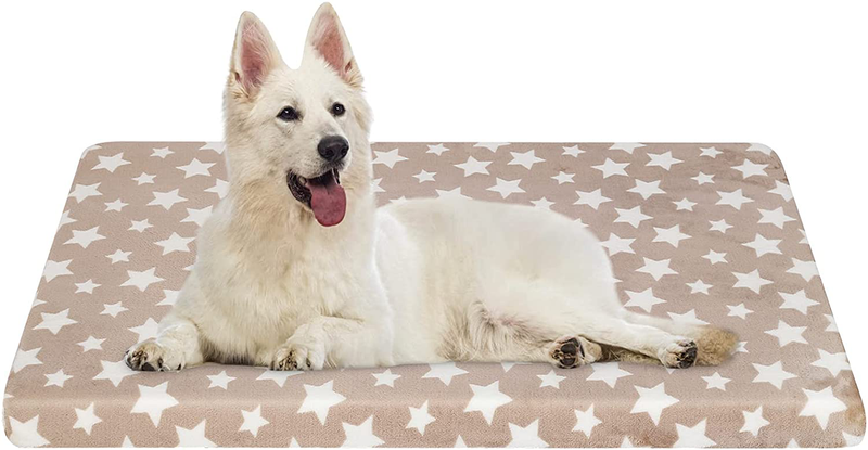 EMPSIGN Waterproof Dog Bed Crate Pad, Dog Bed Mat Reversible (Warm & Cool), Removable Washable Cover, Waterproof Liner & High Density Foam, Pet Bed Mattress for Small to Xx-Large Dogs, Beige, Star Animals & Pet Supplies > Pet Supplies > Dog Supplies > Dog Beds EMPSIGN XXL (48"x30"x2.6")  