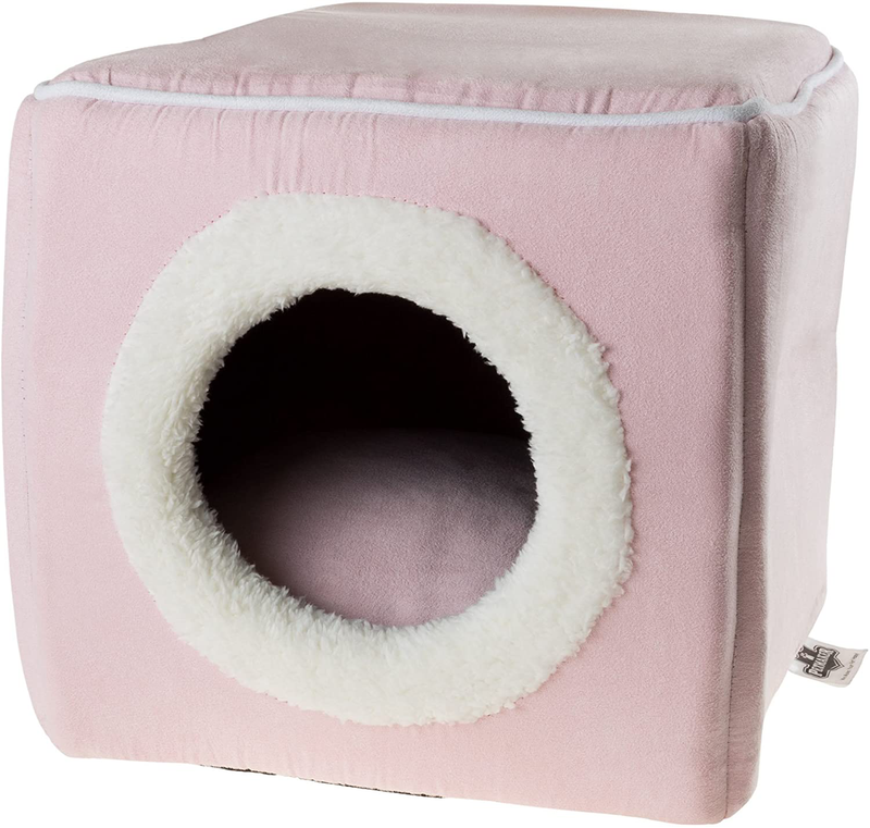 PETMAKER Cave Pet Bed Collection - Soft Indoor Enclosed Covered Cavern/House for Cats, Kittens, and Small Pets with Removable Cushion Pad Animals & Pet Supplies > Pet Supplies > Cat Supplies > Cat Beds PETMAKER Pink  