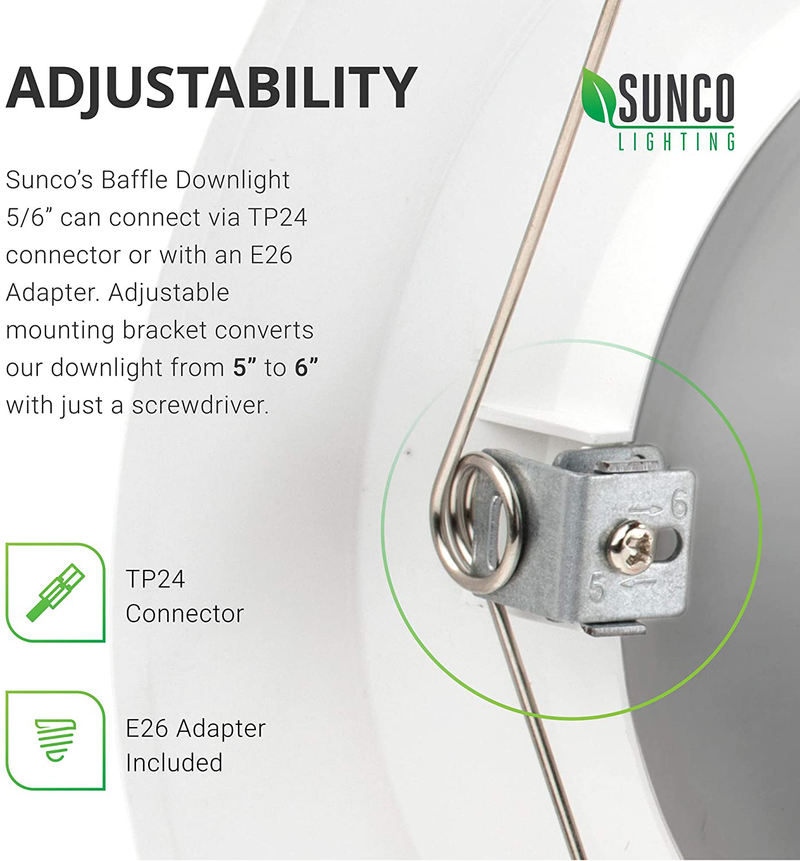 Sunco Lighting 4 Pack 5/6 Inch LED Recessed Downlight, Baffle Trim, Dimmable, 13W=75W, 3000K Warm White, 965 LM, Damp Rated, Simple Retrofit Installation - UL + Energy Star Home & Garden > Lighting > Flood & Spot Lights Sunco Lighting   