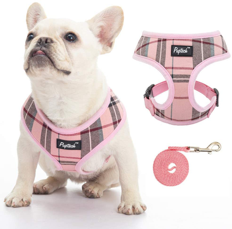 PUPTECK Soft Mesh Dog Harness Pet Puppy Comfort Padded Vest No Pull Harnesses Animals & Pet Supplies > Pet Supplies > Dog Supplies PUPTECK Light pink Large 