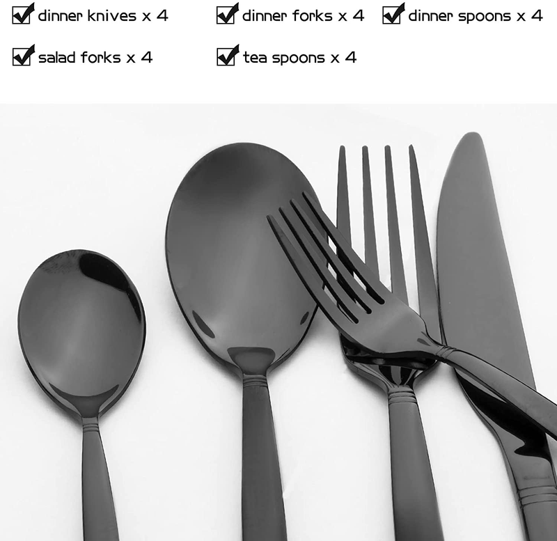SANTUO 30 Piece Silverware Set for 6, Dinning Stainless Steel Flatware Set, 30pcs Lunch Tableware Cutlery Set, Dinner Mirror Polished Utensils, Include Knife Fork Spoon for Home (Black Titanium) Home & Garden > Kitchen & Dining > Tableware > Flatware > Flatware Sets SANTUO   