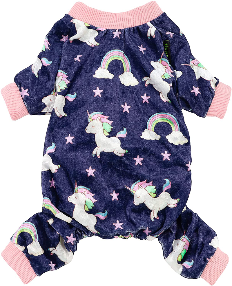 Fitwarm Fairy Unicorn Dog Pajamas Pet Clothes Jumpsuit PJS Apparel Soft Velvet Purple