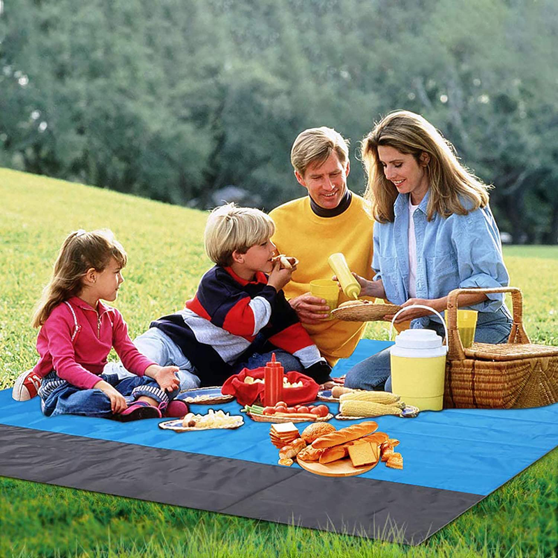 korkeal Beach Blanket, Oversized Sand Free Beach Mat 79" X 83" Suitable for 4-7 Adults Waterproof Sandproof Picnic Blanket with 4 Stakes for Travel, Camping, Hiking - Lightweight & Compact Home & Garden > Lawn & Garden > Outdoor Living > Outdoor Blankets > Picnic Blankets korkeal   