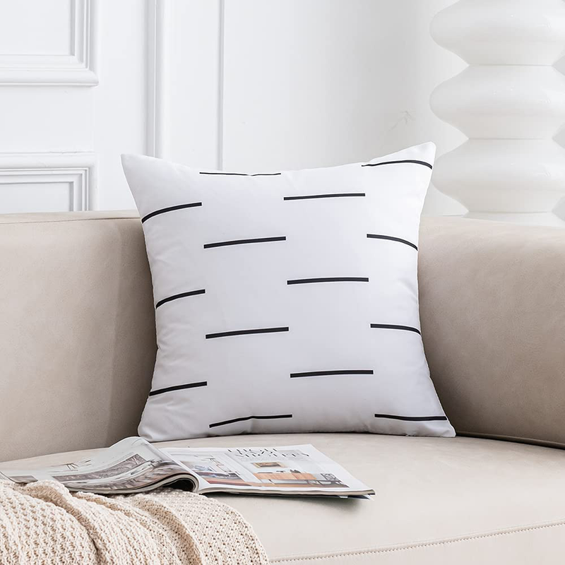 Throw Pillow Covers 18 X 18 Inches Set of 4 for Couch Sofa,Modern Boho Decorative Pillow Covers，Geometric Strip Arrow Cushion Covers,Black and White Home & Garden > Decor > Chair & Sofa Cushions HOMETHOD   
