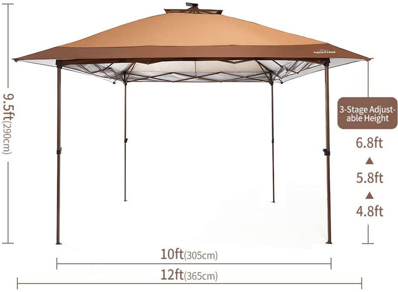 Suntime Outdoor Pop up Gazebo Canopy with Mosquito Netting and Solar LED Light for Parties and Outdoor Activities