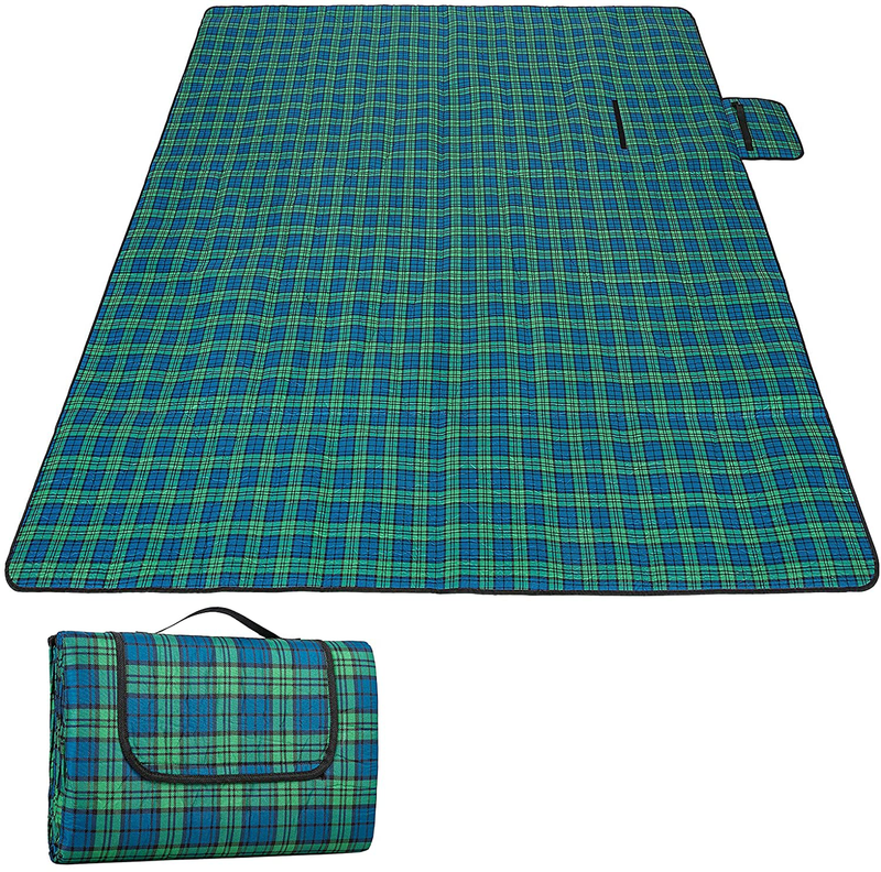 MIRACOL Picnic Blanket, 80" x 80" Extra Large Waterproof Sandproof Outdoor Blanket for 4-6 Adults, Foldable Portable Plaid Beach Rug Mat for Park Picnics Camping Travel Outdoor Concerts (Red) Home & Garden > Lawn & Garden > Outdoor Living > Outdoor Blankets > Picnic Blankets MIRACOL Green  