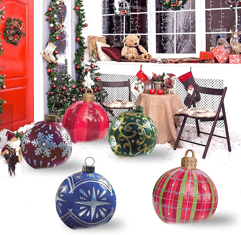 Outdoor Christmas Inflatable Decorated Ball, Giant Christmas PVC Inflatable Ball Christmas Tree Decorations,Outdoor Decorations Holiday Inflatables Balls Decoration with Pump (Christmas Ball-1)