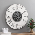 FirsTime & Co. Shiplap Gears Wall Clock, 27", Aged White Home & Garden > Decor > Clocks > Wall Clocks FirsTime & Co. White 27 inches 