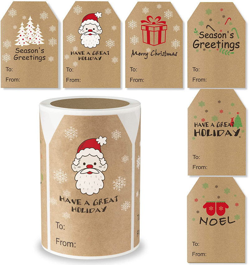 Christmas Gift Tags Kraft Paper Xmas Stickers, 120 Pieces Self-Adhesive Christmas Name Tags Presents Labels for Boxes Bags Envelopes Holiday Decoration Home & Garden > Decor > Seasonal & Holiday Decorations& Garden > Decor > Seasonal & Holiday Decorations ZWZIOO   