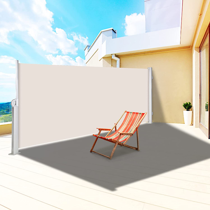 LOVESHARE Retractable Screen 71x118'' Awnig Rugged Full Aluminum Rust-Proof, Patio Sunshine Screen, Privacy Divider, Wind Screen, Long Service Life, Suitable for Courtyard, Roof Terraces and Pools