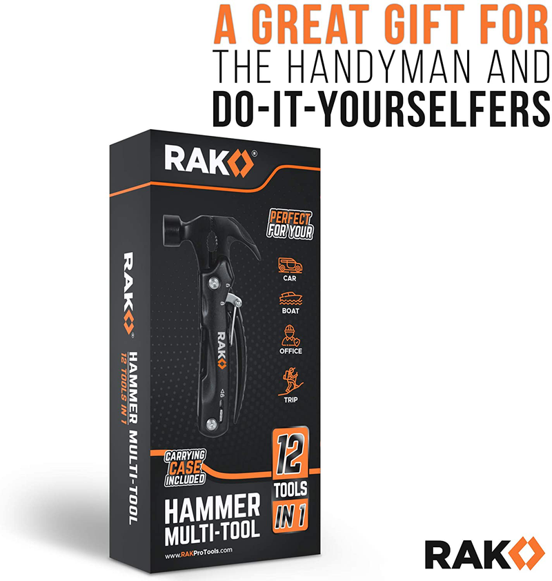 RAK Hammer Multi-Tool - Multi-Functional 12 in 1 Mini Hammer Camping Gear Survival Tool for Men, DIY Handyman, Father/Dad, Husband, Boyfriend, Him, Women Sporting Goods > Outdoor Recreation > Camping & Hiking > Camping Tools RAK Pro Tools   