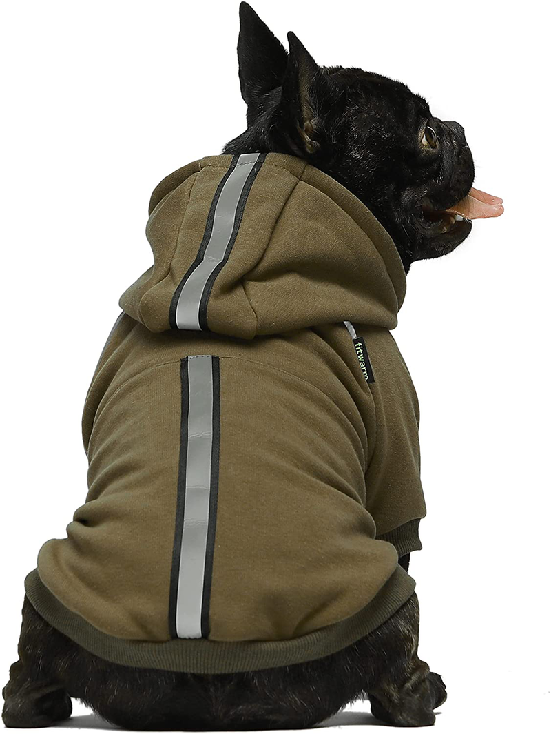 Fitwarm Thermal Dog Coat with Safety Reflective Stripe Outdoor Puppy Winter Clothes Cat Jacket Pet Hoodie Outfits Pullover Doggie Sweatshirt