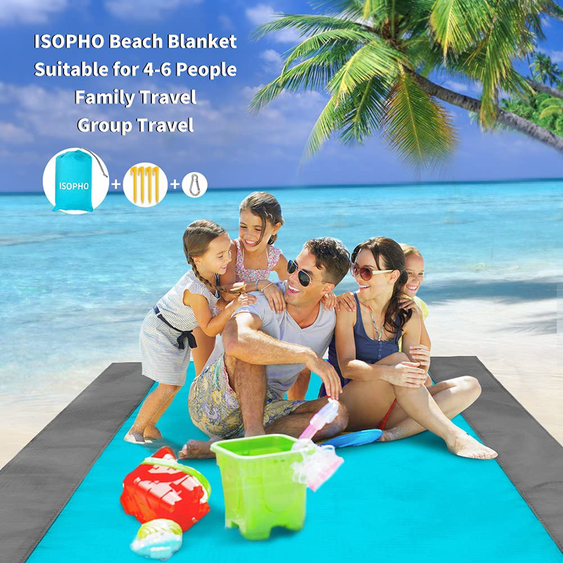 ISOPHO Beach Blanket, 79''×83'' Picnic Blankets Waterproof Sandproof for 4-7 Adults, Oversized Lightweight Beach Mat, Portable Picnic Mat, Sand Proof Mat for Travel, Camping, Hiking, Packable w/Bag Home & Garden > Lawn & Garden > Outdoor Living > Outdoor Blankets > Picnic Blankets ISOPHO   