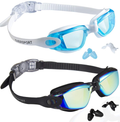EverSport Swim Goggles Pack of 2 Swimming Goggles Anti Fog for Adult Men Women Youth Kids Sporting Goods > Outdoor Recreation > Boating & Water Sports > Swimming > Swim Goggles & Masks EverSport Colorful Mirrored Black & Lightblue  