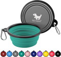 Rest-Eazzzy Expandable Dog Bowls for Travel, 2-Pack Dog Portable Water Bowl for Dogs Cats Pet Foldable Feeding Watering Dish for Traveling Camping Walking with 2 Carabiners, BPA Free  Rest-Eazzzy grey&green S 
