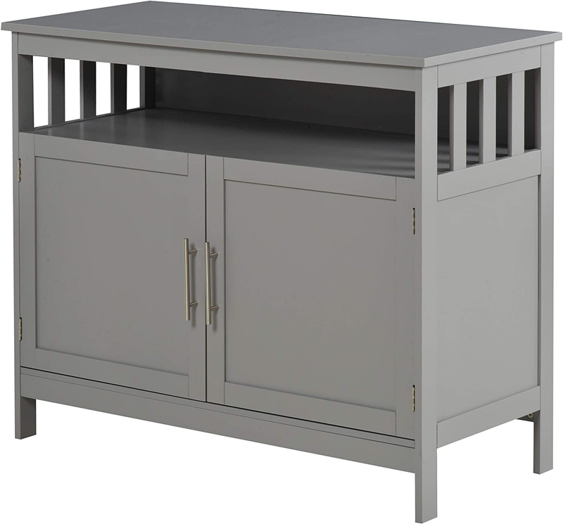 HOMCOM Kitchen Buffet Sideboard, Wooden Storage Console Table with 2-Level Cabinet and Open Shelf, Grey Home & Garden > Kitchen & Dining > Food Storage HOMCOM Grey  
